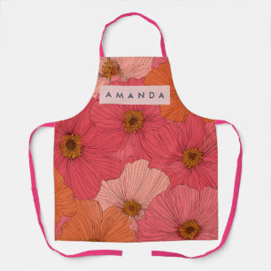 Tablier Fleurs de corail et de pêche fantaisistes personna