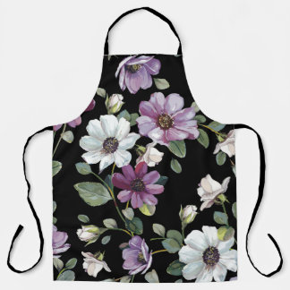 Tablier Fleurs De Cosmos Élégantes : Aquarelle Sans Couleu