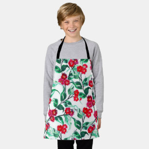 Tablier Fleurs de couleur rouge floral - Motif-56698