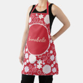 Tablier Fleurs de crème rouge gras Motif floral nommé (Insitu)