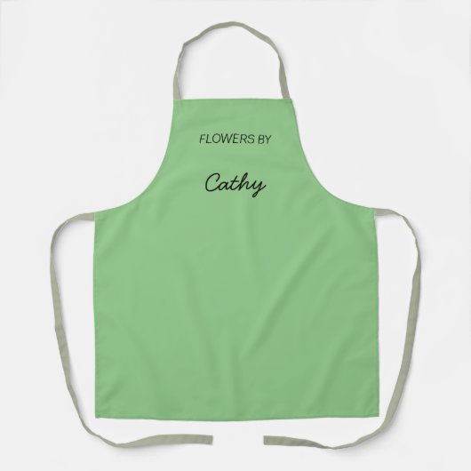 Tablier Fleurs de fleuriste par nom Script Green Apron (Recto)