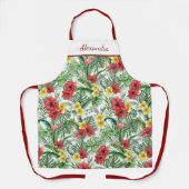 Tablier Fleurs de jungle tropicales florales personnalisée (Recto)