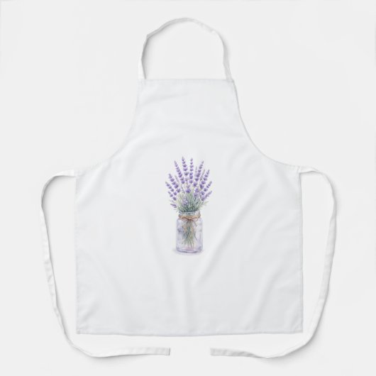 Tablier Fleurs de Lavande dans un Pot Mason Aquarelle Tabl (Recto)