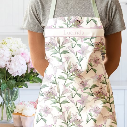 Tablier Fleurs de Lys Tigre Rose