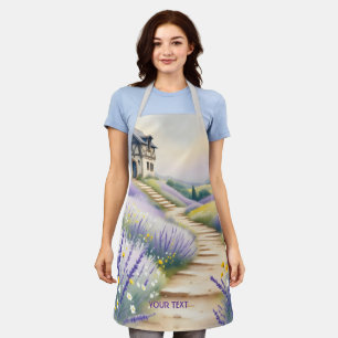Tablier Fleurs de maison fantaisistes en lavande mignonnes