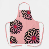 Tablier Fleurs De Mod Whimsical En Couleurs Roses Texte Pe (Recto)