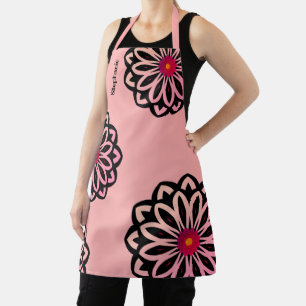 Tablier Fleurs De Mod Whimsical En Couleurs Roses Texte Pe