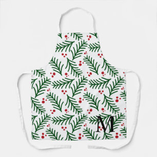 Tablier Fleurs de Noël Baies INITIAL Moderne Fête