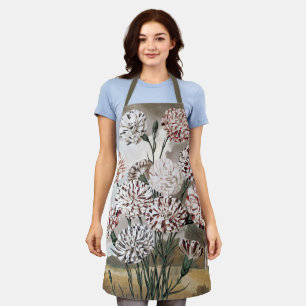 Tablier Fleurs de Œillet Panaché Vintage avec Ciel Gris