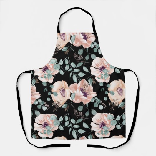 Tablier Fleurs de pavot noir (Recto)