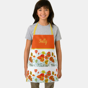 Tablier Fleurs de pavot orange rouge jaune Pavots Fleur
