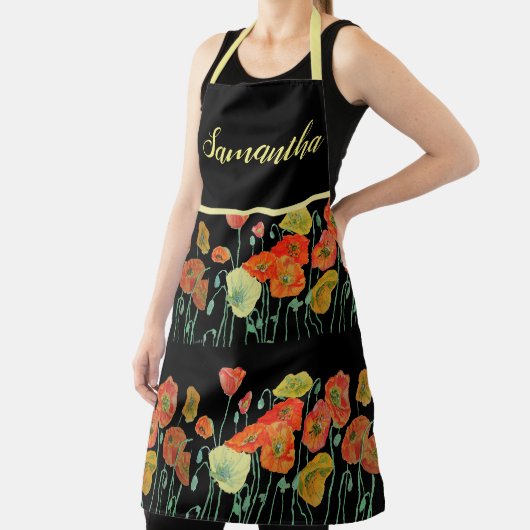 Tablier Fleurs de pavot Pavot Floral Aquarelle Art Apron (Insitu)