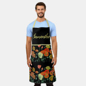 Tablier Fleurs de pavot Pavot Floral Aquarelle Art Apron (Porté)