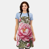 Tablier Fleurs de pivoine (Porté)
