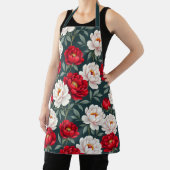 Tablier Fleurs de pivoine rouges et blanches  (Insitu)