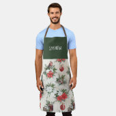 Tablier Fleurs de poinsettie rouge et blanche de Noël clas (Porté)