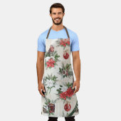Tablier Fleurs de poinsettie rouge et blanche de Noël clas (Porté)