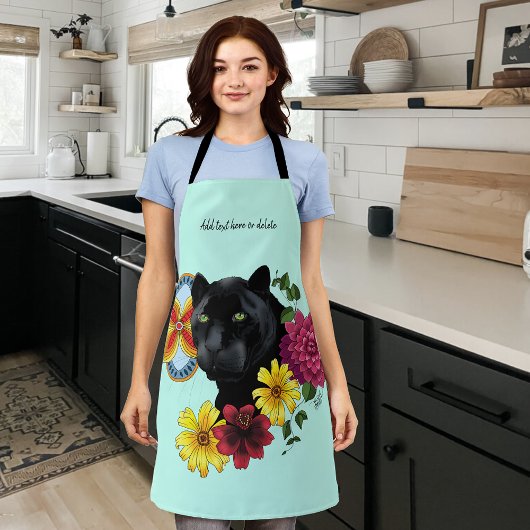 Tablier Fleurs de Portrait Jaguar Noir