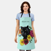 Tablier Fleurs de Portrait Jaguar Noir (Porté)