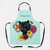 Tablier Fleurs de Portrait Jaguar Noir (Recto)