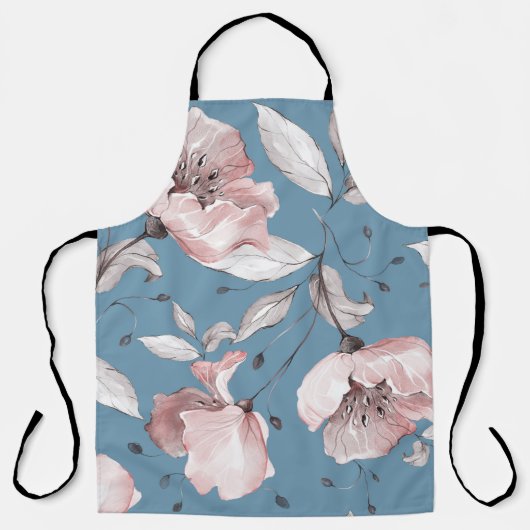 Tablier Fleurs de printemps, feuille, design transparent (Recto)