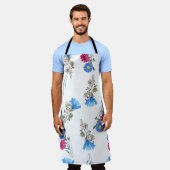 Tablier Fleurs de printemps rose Aquarelle Botanique (Porté)