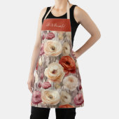 Tablier Fleurs de Ranunculus Crème Rose Rouge (Insitu)