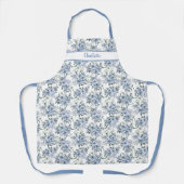 Tablier Fleurs de roses aquarelle bleue (Recto)