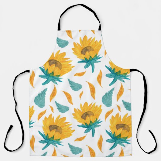 Tablier Fleurs de soleil d'aquarelle : Impression botaniqu (Recto)