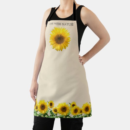 Tablier Fleurs de soleil élégantes sur beige clair (Insitu)