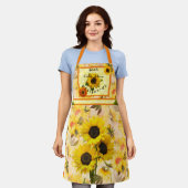 Tablier Fleurs de soleil Jaunes Chèque Belle Cuisine (Porté)