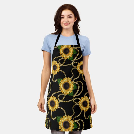 Tablier Fleurs de soleil jaunes élégantes Motif élégant su (Porté)