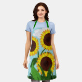 Tablier Fleurs de soleil peintes (Porté)