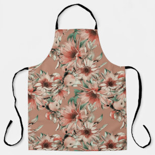 Tablier Fleurs de soleil, pommes : motif d'aquarelle d'aut