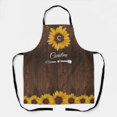 Tablier Fleurs de soleil rustiques Monogramme Cuisine en b (Recto)