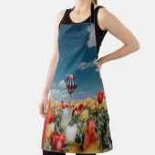 Tablier Fleurs de tulipe jaune et rouge sous montgolfière (Insitu)