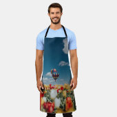 Tablier Fleurs de tulipe jaune et rouge sous montgolfière (Porté)