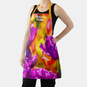 Tablier Fleurs de Tulipe Violette Charmante