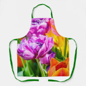 Tablier Fleurs de tulipes à perroquets pourpres étonnantes (Recto)