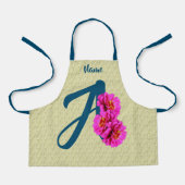 Tablier Fleurs de Zinnia Monogramme Initiale A Personnalis (Recto)