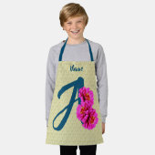 Tablier Fleurs de Zinnia Monogramme Initiale A Personnalis (Porté)