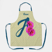 Tablier Fleurs de Zinnia Monogramme Initiale A Personnalis (Recto)