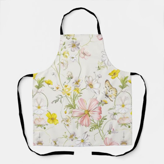 Tablier fleurs délicates avec papillon à la chinoise (Recto)