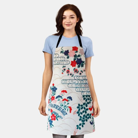 Tablier Fleurs, design japonais (Porté)