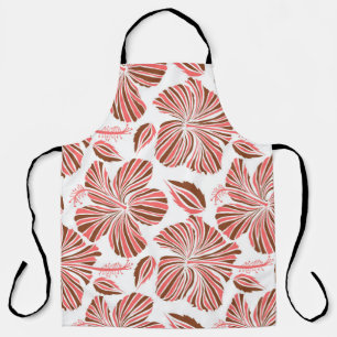 Tablier Fleurs d'hibiscus hawaïens : style tropical brun.