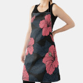 Tablier Fleurs d'Hibiscus : papier peint transparent foncé (Insitu)