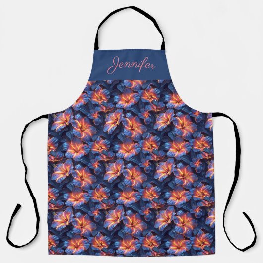 Tablier Fleurs d'Hibiscus Pourpre Floral (Recto)