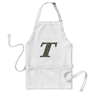 Tablier Fleurs d'hortensia à monogramme initial T