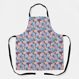 Tablier Fleurs d'hortensia roses et bleues sans couture