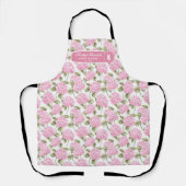 Tablier Fleurs d'Hydrangea Roses Élégantes Motif Monogramm (Recto)